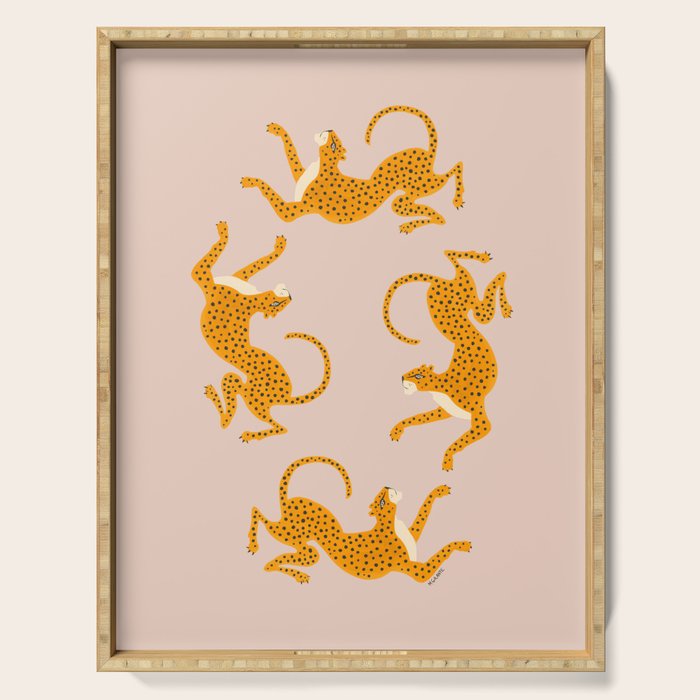 Leopard Race - pink Serving Tray Gallery Image 1