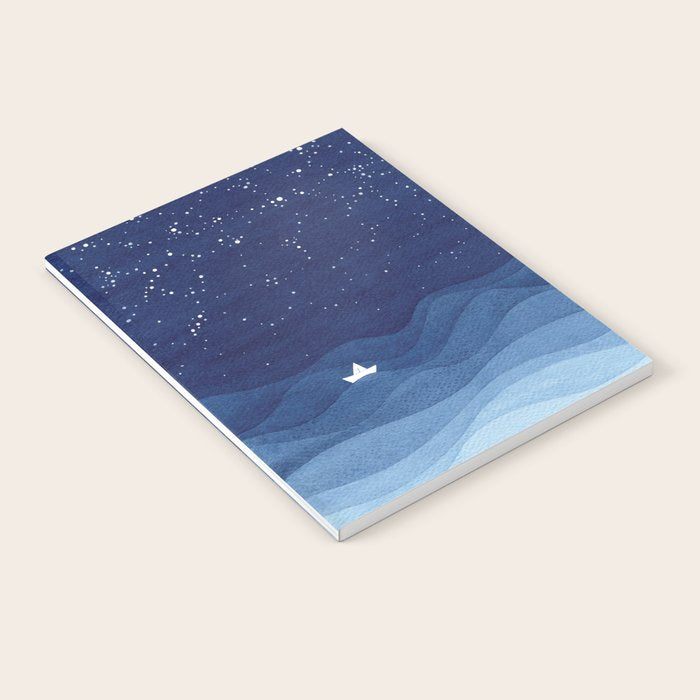 blue ocean waves, sailboat ocean stars Notebook Gallery Image 2