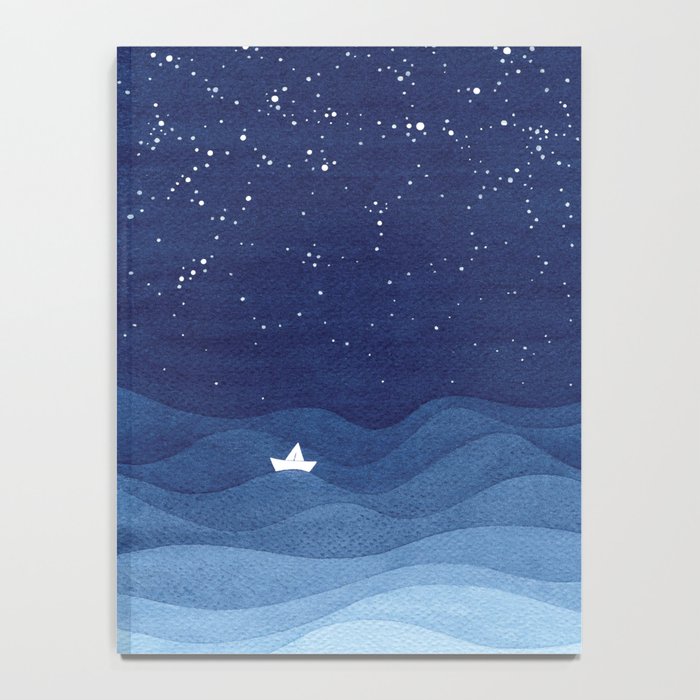 blue ocean waves, sailboat ocean stars Notebook Gallery Image 4
