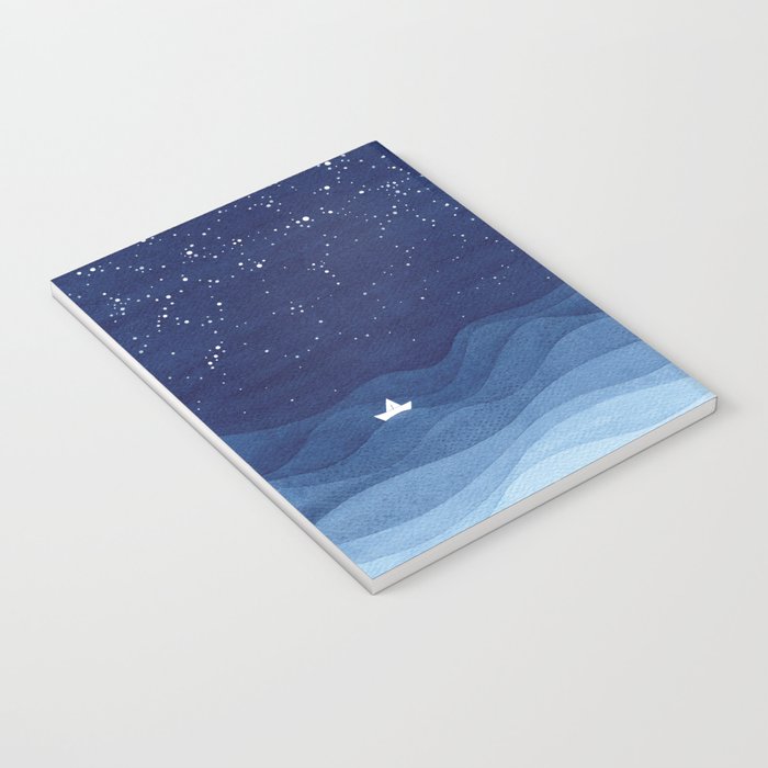 blue ocean waves, sailboat ocean stars Notebook Gallery Image 3