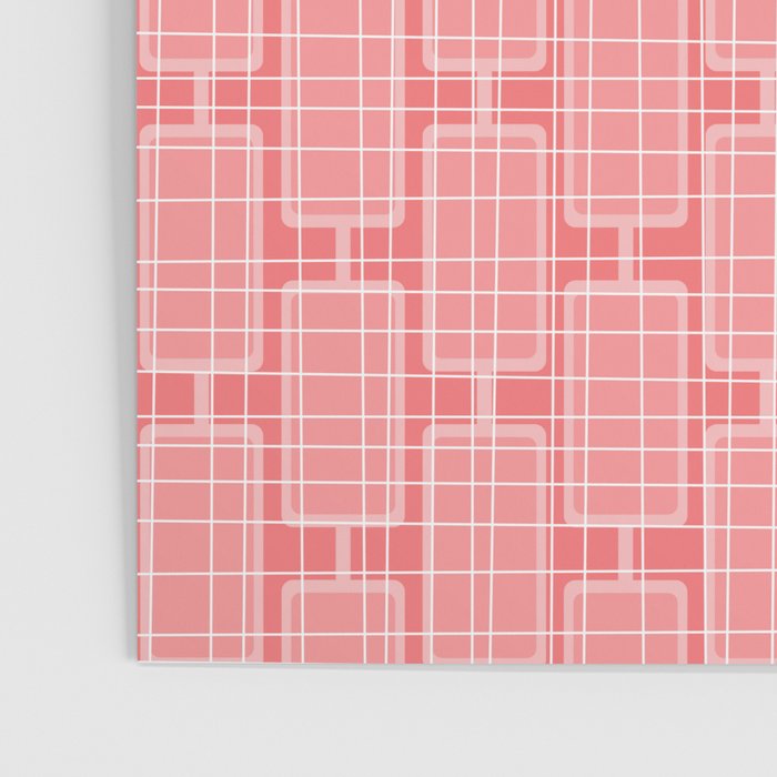 Mid Century Modern Woven Link Pattern in Pink and White Poster Gallery Image 3