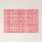 Mid Century Modern Woven Link Pattern in Pink and White Welcome Mat Gallery Image 1