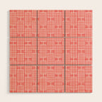 Mid Century Modern Woven Link Pattern in Pink and White Wood Wall Art Gallery Image 1