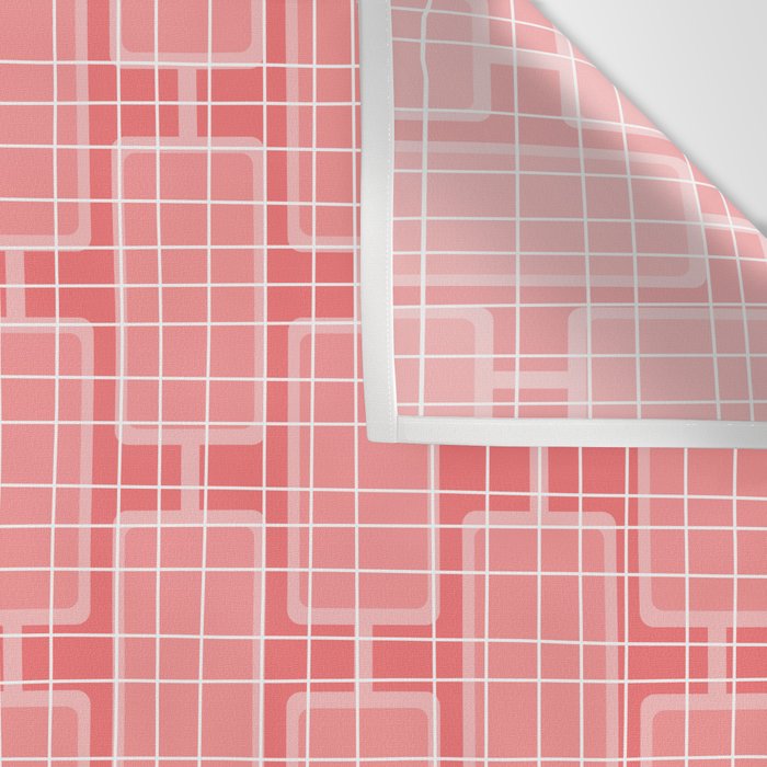 Mid Century Modern Woven Link Pattern in Pink and White Wall Tapestry Gallery Image 3