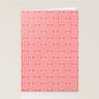 Mid Century Modern Woven Link Pattern in Pink and White Stationery Card Gallery Image 2