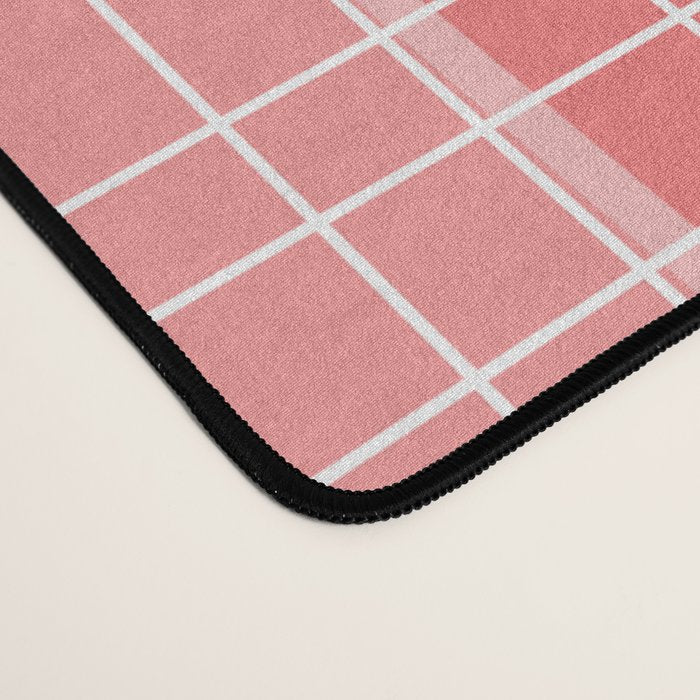 Mid Century Modern Woven Link Pattern in Pink and White Desk Mat Gallery Image 4