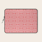 Mid Century Modern Woven Link Pattern in Pink and White Laptop Sleeve Gallery Image 1