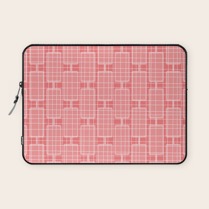 Mid Century Modern Woven Link Pattern in Pink and White Laptop Sleeve Gallery Image 1