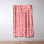Mid Century Modern Woven Link Pattern in Pink and White Window Curtain Gallery Image 3