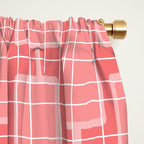 Mid Century Modern Woven Link Pattern in Pink and White Window Curtain Gallery Image 2