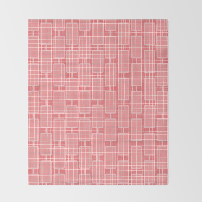Mid Century Modern Woven Link Pattern in Pink and White Throw Blanket Gallery Image 2