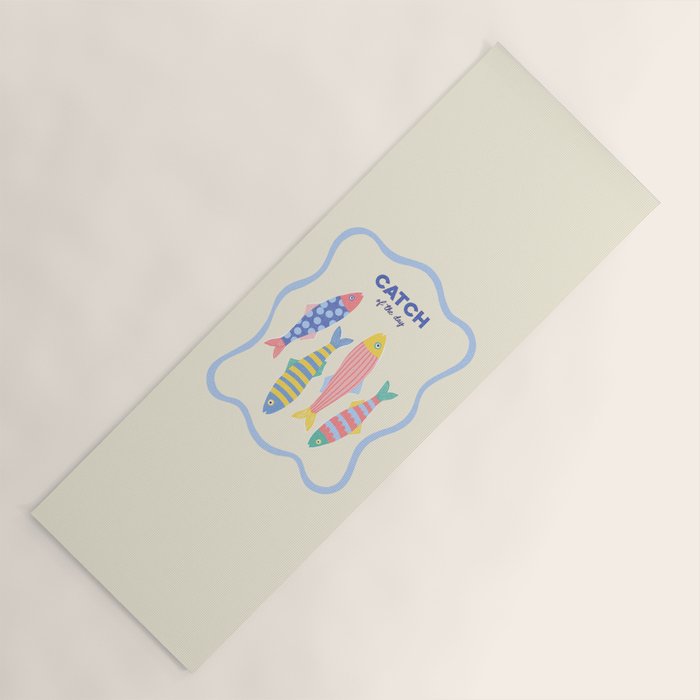  Catch of the Day - Playful Retro Sardine in fun stripes and dots Yoga Mat Gallery Image 1