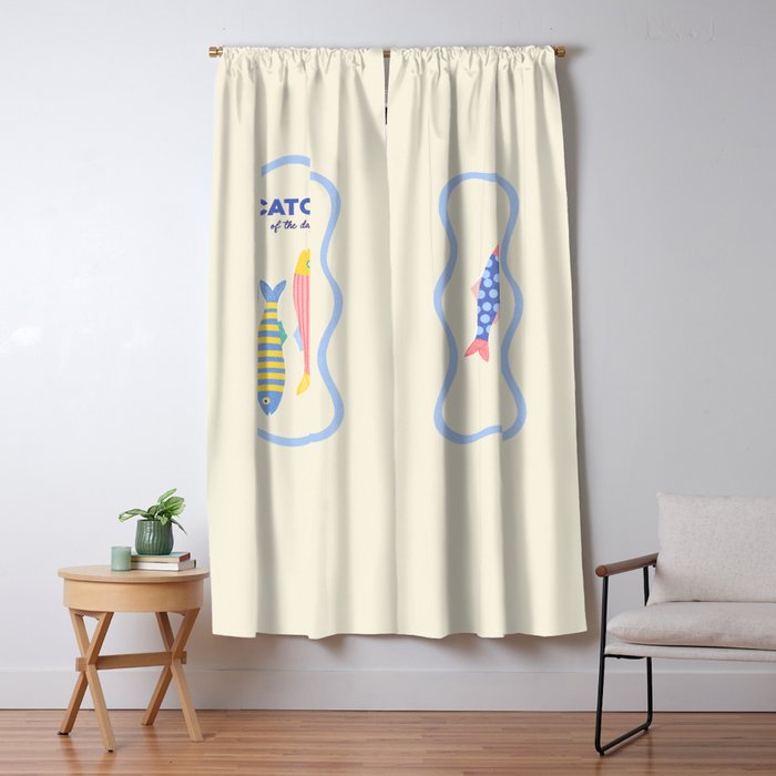  Catch of the Day - Playful Retro Sardine in fun stripes and dots Window Curtain Gallery Image 1