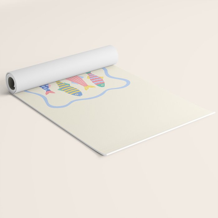  Catch of the Day - Playful Retro Sardine in fun stripes and dots Yoga Mat Gallery Image 2