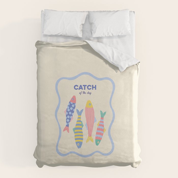  Catch of the Day - Playful Retro Sardine in fun stripes and dots Duvet Cover Gallery Image 6