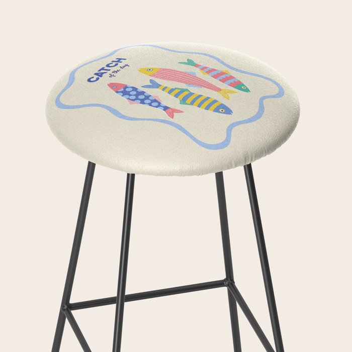  Catch of the Day - Playful Retro Sardine in fun stripes and dots Stool Gallery Image 2