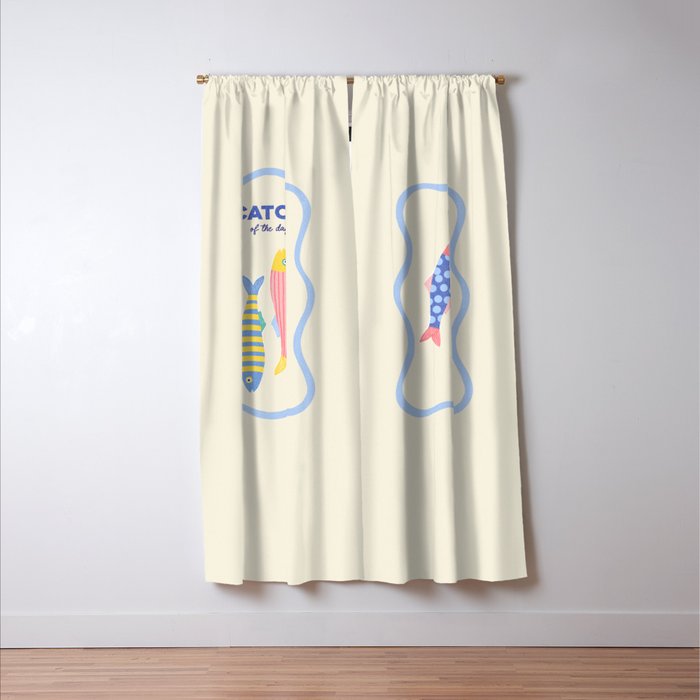  Catch of the Day - Playful Retro Sardine in fun stripes and dots Window Curtain Gallery Image 3