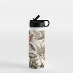 Woodland Vibes Mushroom And Fern Pattern Beige Water Bottle Gallery Image 1