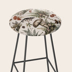 Woodland Vibes Mushroom And Fern Pattern Beige Stool Gallery Image 2