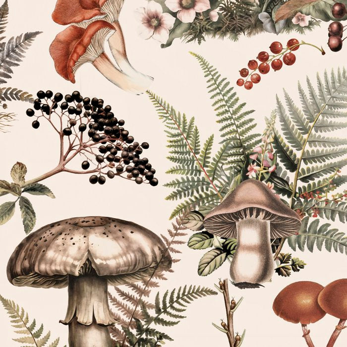 Woodland Vibes Mushroom And Fern Pattern Beige Coffee Mug Gallery Image 2