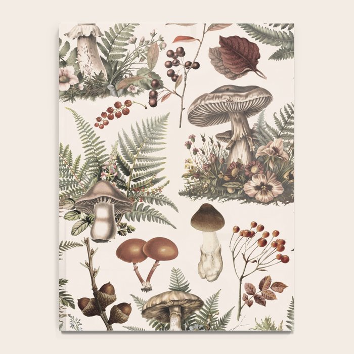 Woodland Vibes Mushroom And Fern Pattern Beige Notebook Gallery Image 4