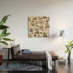 Woodland Vibes Mushroom And Fern Pattern Beige Wood Wall Art Gallery Image 2