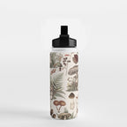 Woodland Vibes Mushroom And Fern Pattern Beige Water Bottle Gallery Image 2