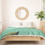 Vintage Mid Century Modern Iceland Scandinavian Travel Poster Ocean Whale Winter Village Duvet Cover Gallery Image 3
