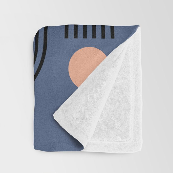 Abstraction_NEW_SUN_BLUE_LINE_POP_ART_Minimalism_0222A Throw Blanket Gallery Image 3