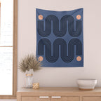 Abstraction_NEW_SUN_BLUE_LINE_POP_ART_Minimalism_0222A Wall Tapestry Gallery Image 2