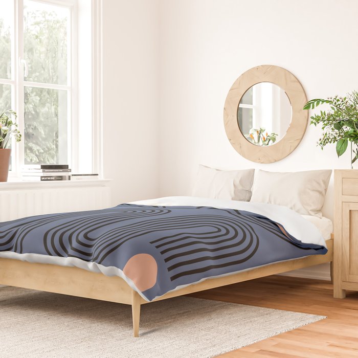 Abstraction_NEW_SUN_BLUE_LINE_POP_ART_Minimalism_0222A Duvet Cover Gallery Image 2