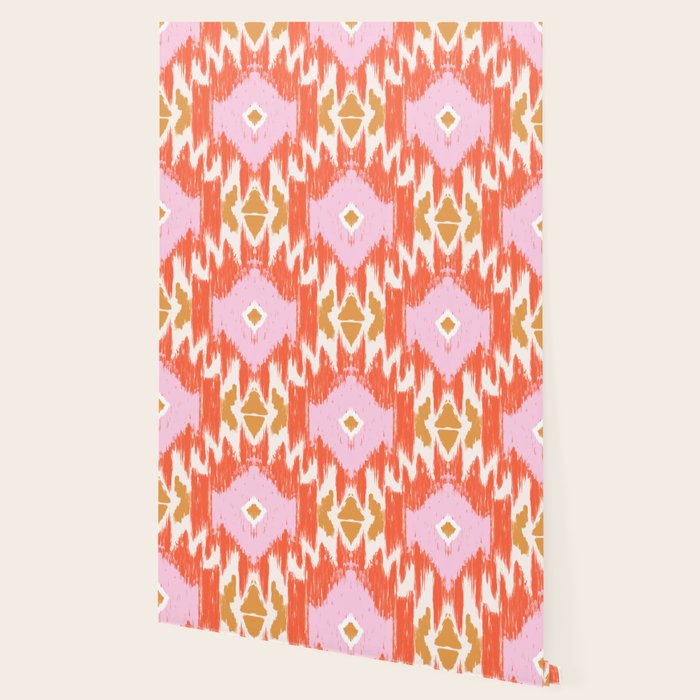 Orange Boho Ikat Pattern Wallpaper Gallery Image 2