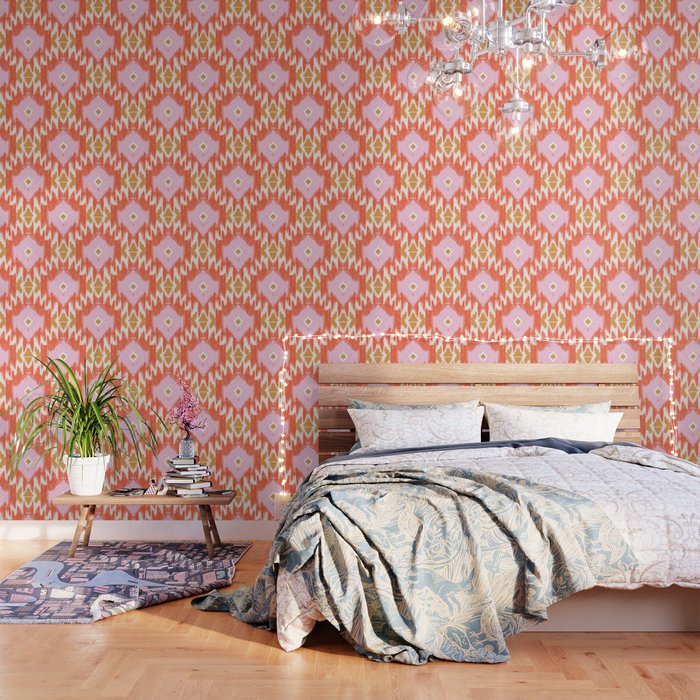 Orange Boho Ikat Pattern Wallpaper Gallery Image 3