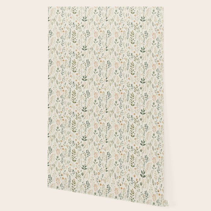 Cottagecore flowers cabincore boho botanicals sage green neutrals Wallpaper Gallery Image 2
