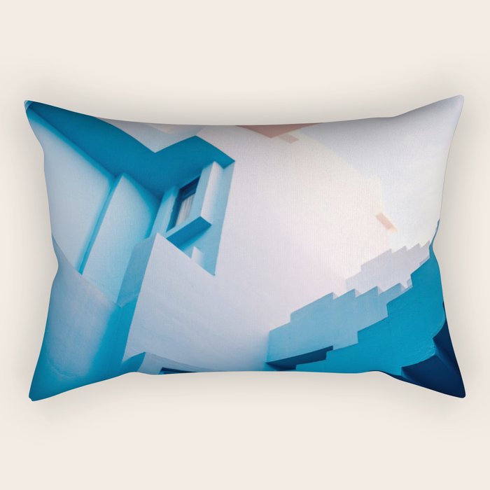 Muralla Roja blue and pink geometric walls Rectangular Pillow Gallery Image 2