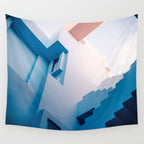 Muralla Roja blue and pink geometric walls Wall Tapestry Gallery Image 4