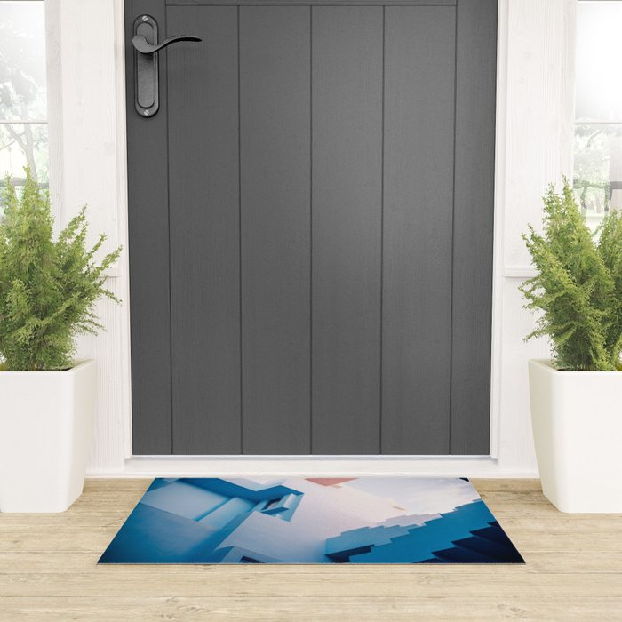 Muralla Roja blue and pink geometric walls Welcome Mat Gallery Image 3