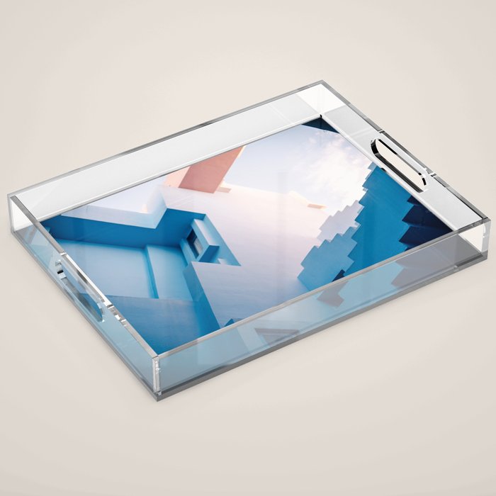 Muralla Roja blue and pink geometric walls Acrylic Tray Gallery Image 1