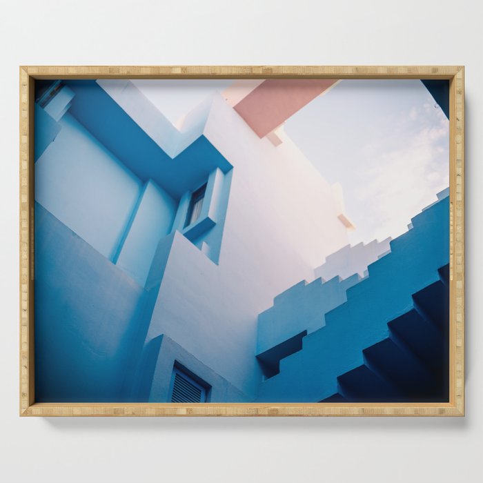 Muralla Roja blue and pink geometric walls Serving Tray Gallery Image 1