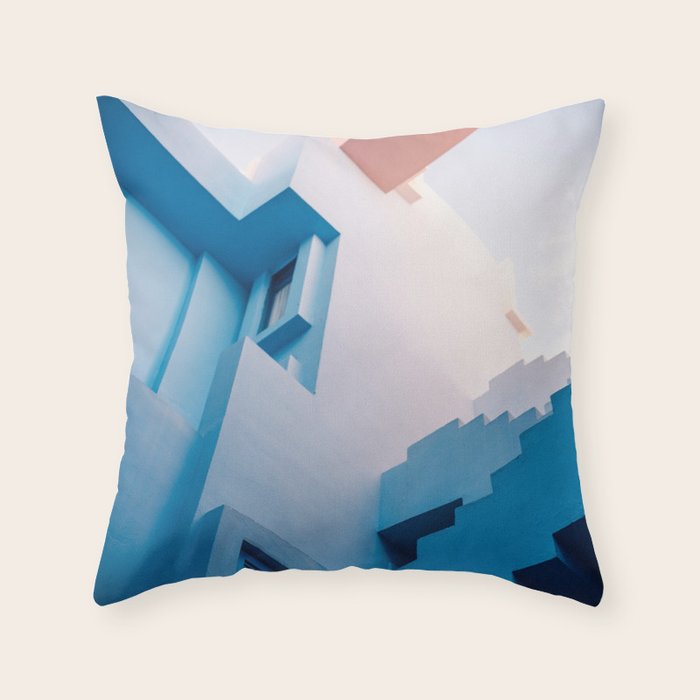 Muralla Roja blue and pink geometric walls Throw Pillow Gallery Image 6