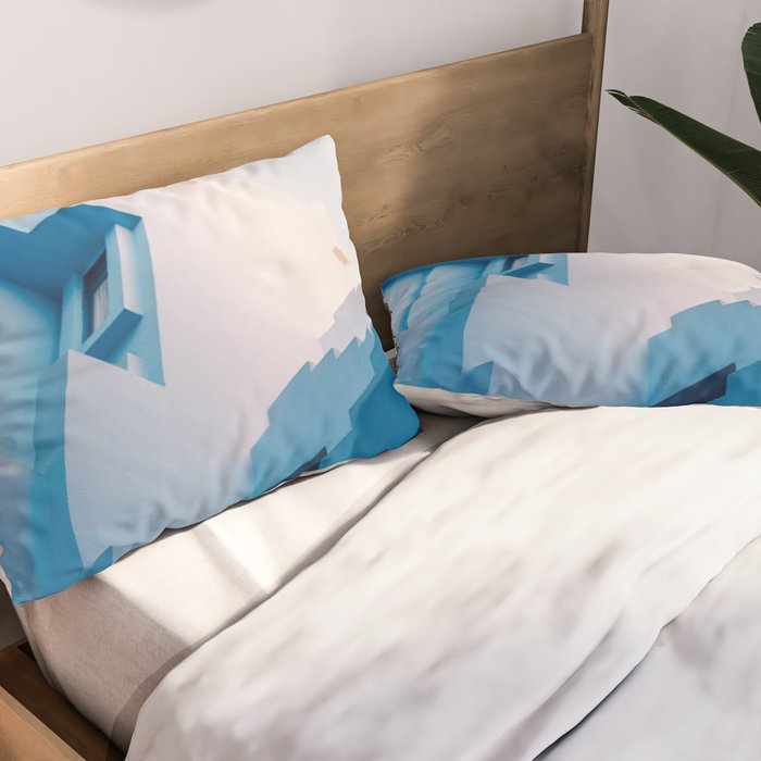 Muralla Roja blue and pink geometric walls Pillow Sham Gallery Image 2