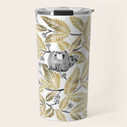 Happy Sloth - Tropical Gold Leaves Travel Mug Gallery Image 1