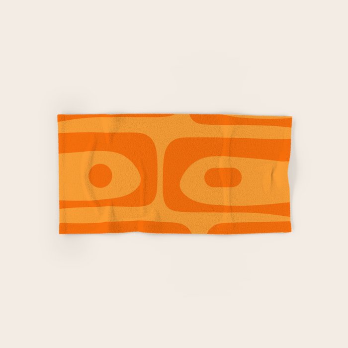 Retro Mid Century Modern Piquet Abstract Pattern in Double Orange Bath Towel Gallery Image 1