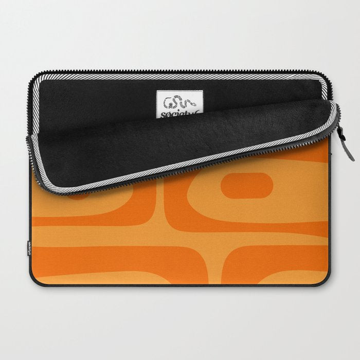 Retro Mid Century Modern Piquet Abstract Pattern in Double Orange Laptop Sleeve Gallery Image 2
