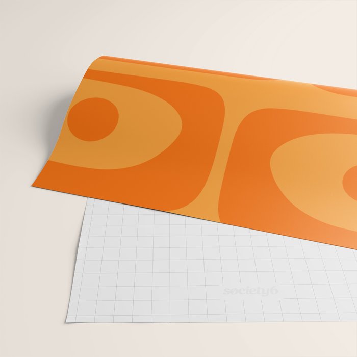 Retro Mid Century Modern Piquet Abstract Pattern in Double Orange Wrapping Paper Gallery Image 2