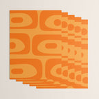 Retro Mid Century Modern Piquet Abstract Pattern in Double Orange Wrapping Paper Gallery Image 3