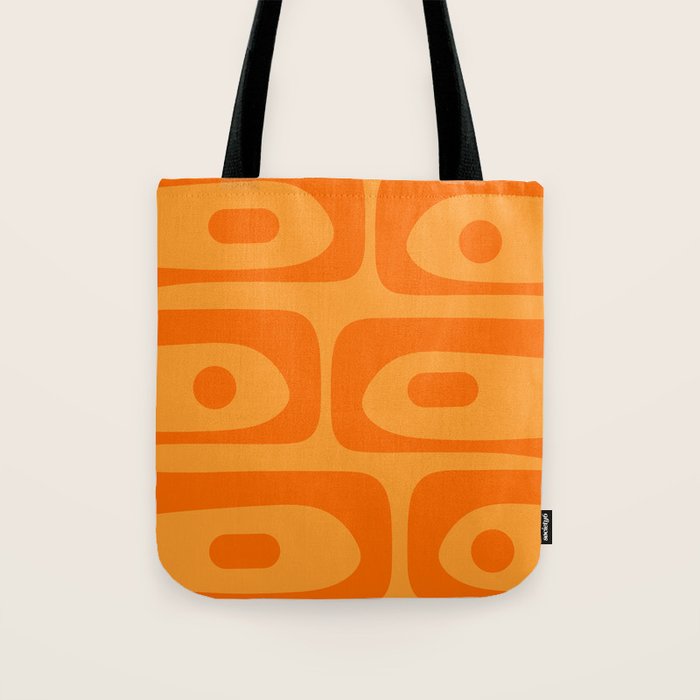 Retro Mid Century Modern Piquet Abstract Pattern in Double Orange Tote Bag Gallery Image 1
