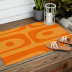 Retro Mid Century Modern Piquet Abstract Pattern in Double Orange Outdoor Rug Gallery Image 2