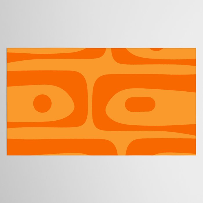 Retro Mid Century Modern Piquet Abstract Pattern in Double Orange Tablecloth Gallery Image 2