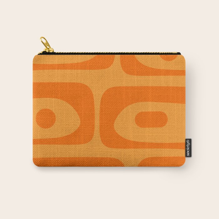 Retro Mid Century Modern Piquet Abstract Pattern in Double Orange Carry All Pouch Gallery Image 1